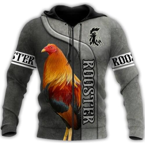 Love Rooster Pattern 3D All Over Printed Autumn Men Hoodies Unisex Casual Pullover Zip Hoodie Streetwear Sudadera Hombre DW0590