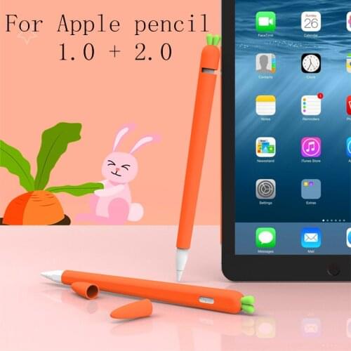 Cute Carrot Silicone Pencil Case For Apple Pencil 2/1 Case For iPad Tablet Touch Pen Stylus Cartoon Protective Sleeve Cover