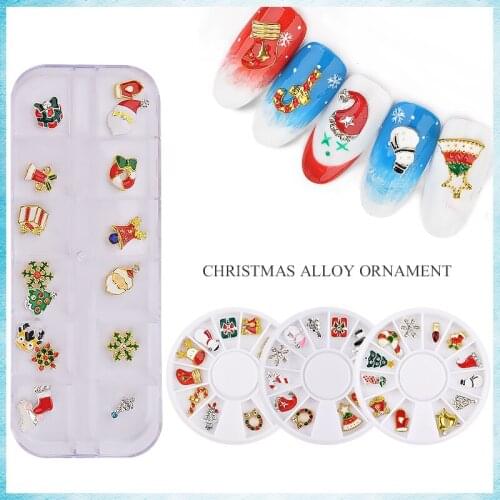Fashion Christmas Ornaments Jewelry Stickers for Nails Decoration 2021 Snowman Rhinestone Accessories for Nail Art Design