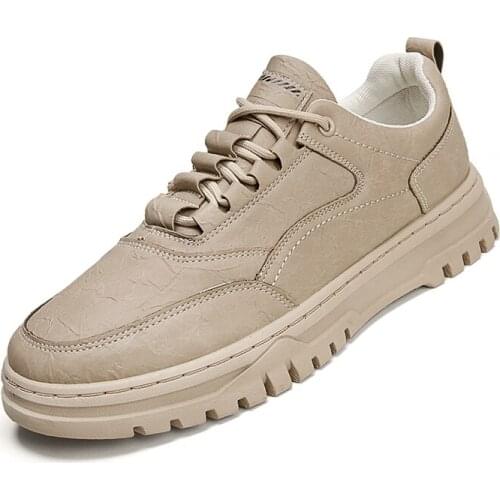 Spring Autumn Men'n Thick Sole Shoes Luxury Microfiber Mens Shoes With Crease Decoration Breather Lace-Up Mens Casual Shoes