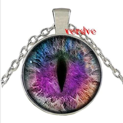 2017 New Trendy Dragon Eye Pendant Personality Eyes Jewelry Glass Dome Necklaces For Men Link Chains