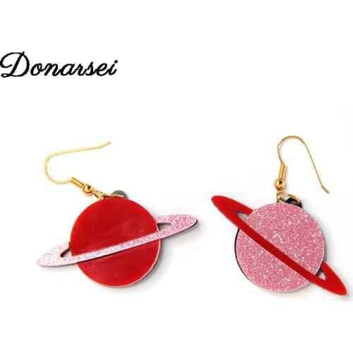 Donarsei 2019 New Fashion Planet Acrylic Earrings For Women Personality Acetate Spaceship Alien UFO Drop Dangling Earrings