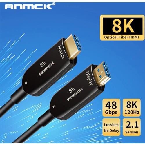 Anmck Optical Fiber HDMI Cable 2.1 2.0 Ultra HD Support 8K 120Hz 4K 60Hz 48Gbps With Audio & Ethernet HDMI Cord 5M 10M 15M 20M