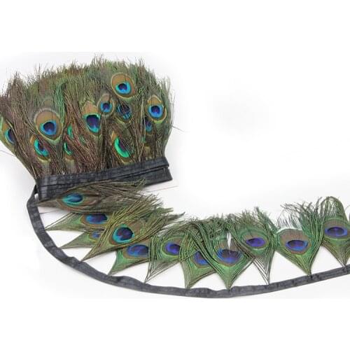 Sell by yard, Exotic peacock eyes feather trim # PF2020001
