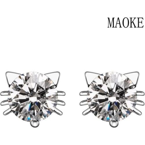 Promotional SV S925 Sterling SV Korean Cute Kitten Elf Stud Earrings Fashion Jewelry for Womens Fashion Gifts