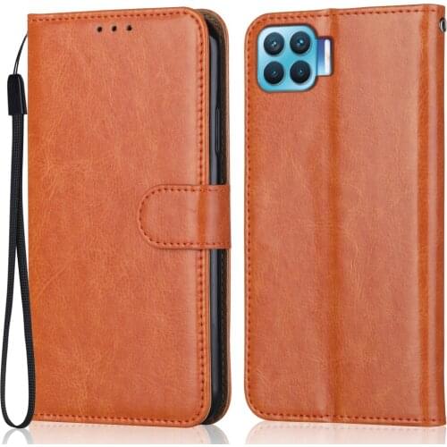 Folio Luxury Leather Case for On OPPO Reno4 F Wallet Stand Flip Case Phone Bag with Strap