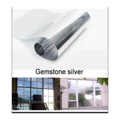 Gemstone Silver Waterproof Window Film 40/50x400cm One Way Mirror Silver Insulation Stickers UV Rejection Privacy Films