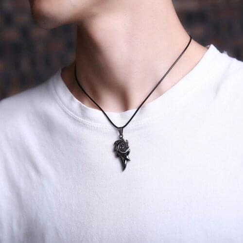 Skysuk Fashion Stainless Steel Whirlwind Jesus Pendant Necklace with Rope Chain Retro Necklaces for Men & Boys Gifts