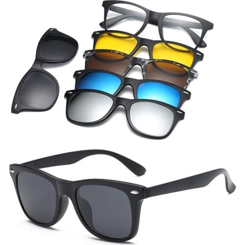 6 In 1 Custom Men Women Polarized Optical Magnetic Sunglasses Clip Magnet Clip on Sunglasses Polaroid Clip on Sun Glasses Frame
