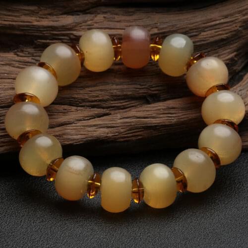 Tibetan Atural Rams Horn Abacus-shape Beads Amulet Bracelet