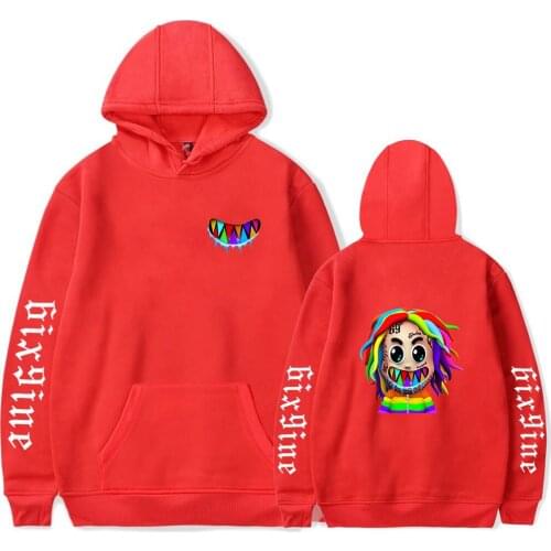 Hot Red Hoodie 6IX9INE Hoodies Men Sweatshirts Women Fashion Long sleeve Hooded Casual Hip Hop Boys Girls Pullovers Streetwear