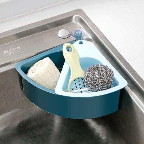 Drain Rack Kitchen Sink Triangle Drain Basket Suction Cup Type Sink Filter Storage Basket Rack