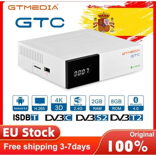 Newest Gtmedia GTC 4K DVB-S2/T2/C Android 9.0 TV BOX BT4.0 Satellite TV Receiver For Europe Support M3U Netflix Ccam Spain Box