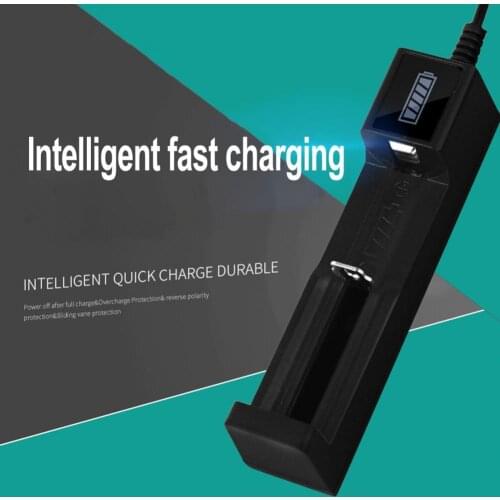 Universal 1 Slot 18650 Battery Charger LED Smart Quick Charging USB Rechargeable-Lithium Battery Charger Dock Station Cradle