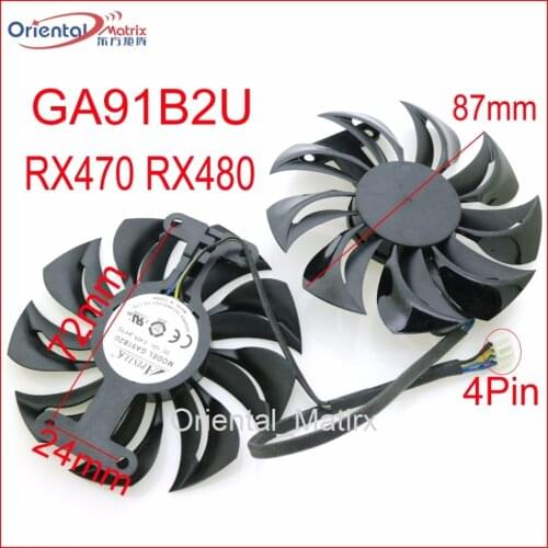 Free Shipping GA91B2U 12V 0.40A 87mm 4Wire 4Pin For Dataland RX470 RX480 Graphics Card Cooling Fan