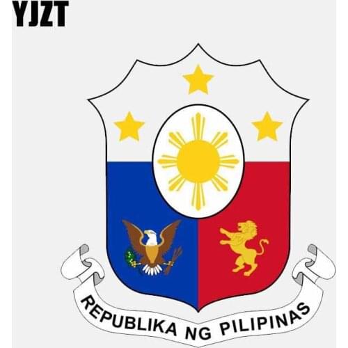 YJZT 12.8CM*14CM Shield Philippines Sticker Coat Of Arms Flag Helmet Car Sticker 6-2656