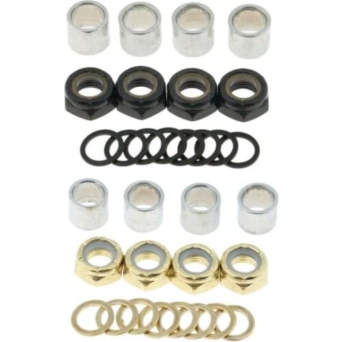 Iron Black/ Gold Skateboard Bearing Spacers Washer Nuts Speed Kit Longboard Repair Rebuild Reducing Friction