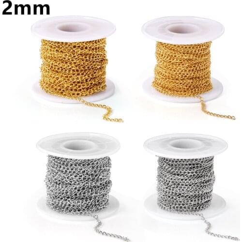 ASON 10 Meters/Packs Jewelry Making Stainless Steel Link Chains Necklaces Cable Gold Silver Color Long Chain Jewelry Bulk Sale