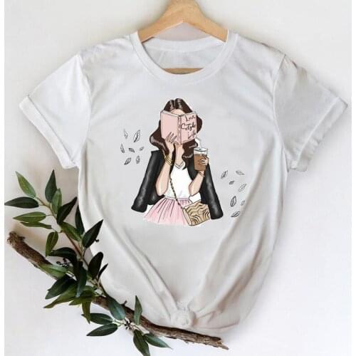 T-shirts Women 2021 Cartoon Girl Short Sleeve Cute 90s Fashion Clothes Printing Stylish Tshirt Top Lady Print Ladies Tee T-Shirt