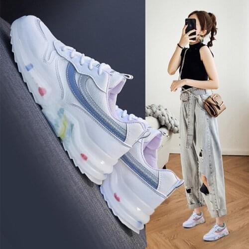 2021 Spring Mesh Breathable Sweat-absorbent Reflective Old Shoes Wild Fashion Casual Shoes Round Toe Womens Shoes Flat Shoes