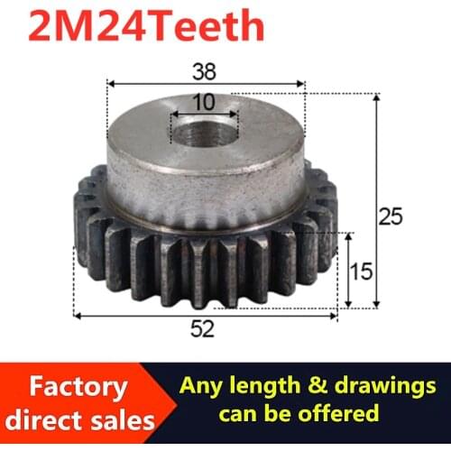1PCS New Durable Convex Gear Pinion 2Module 24Teeth 10mm Hole Carbon Steel Convex Gear