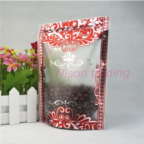 100pcs Stand up sachets 14x20cm Reclosable Matte clear ziplock bag with printing plastic pouch zipper clip seal chocolate sack