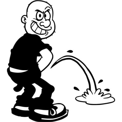 14.1cm*16cm Cartoon Interesting Peeing Boy Decals Car Window Sticker Black/Silver S6-3297