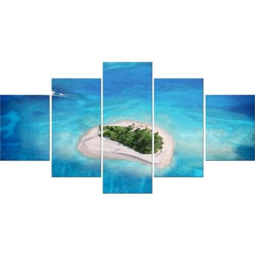 5 Pieces Arrival Modern Canvas Picture Painting Wall Art The Boat Sail To Love Island Sky Seaview Home Decor Framed