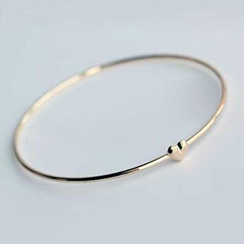 5 PCS Womens Gold-toned Slim Bracelet Love Heart Charm Bangle Fashion Jewelry Gift wholesale