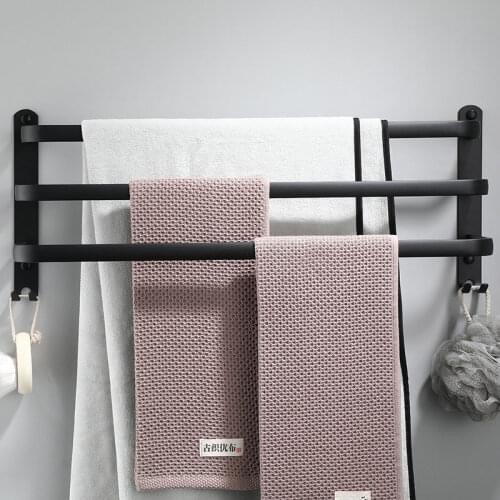 50CM Towel Rack Wall Hanging Bathroom Storage Aluminum Rack Toilet Bathroom Towel Rack Durable Matte Black Towel Rack