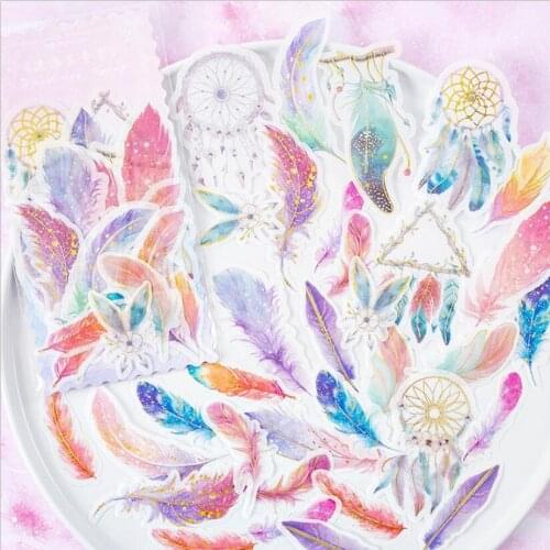 60pcs/lot vintage gilding Feather paper sticker decoration stickers DIY ablum diary scrapbooking label sticker kawaii stationery