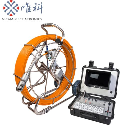 150m Dia.11mm cable Analog HD waterproof sewer pipe video inspection robot with Pan Titl rotation camera and meter counter
