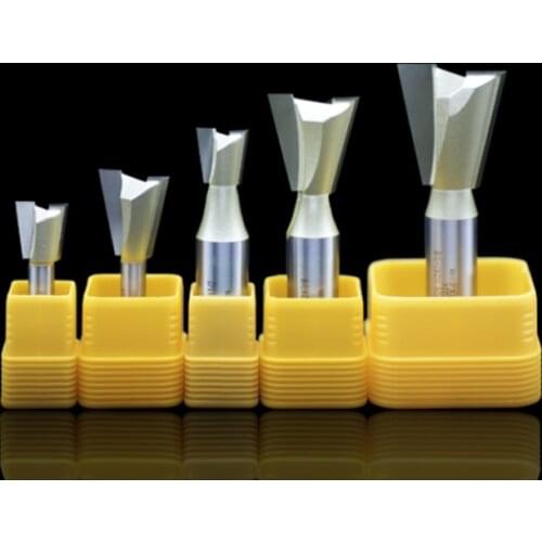 Arden Dovetail Milling Cutter Wood CNC Router Bits Two Flutes Carbide Trimmer Bit Tenon Groove Drawer Bit 1/4 & 1/2 SHK