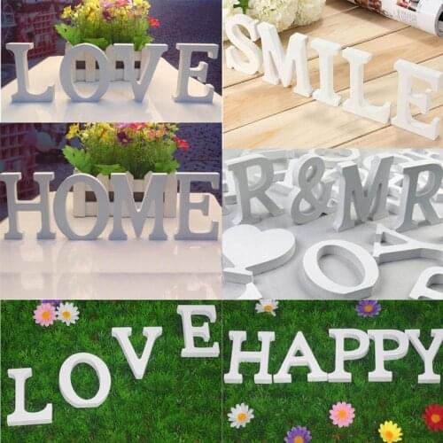 White Wood Letter Alphabet DIY Personalised Name Design Art Crafts Free Standing Xmas Birthday Wedding Party Home Decoration