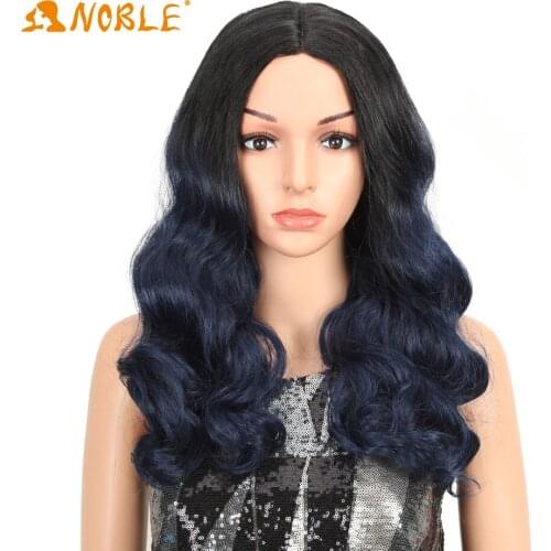 Noble girl Synthetic Lace Wigs Cosplay wig cabelo Long Loose Deep Wave Hair 20Inch Wave Blue Wig Lace Middle Part Wig For Women