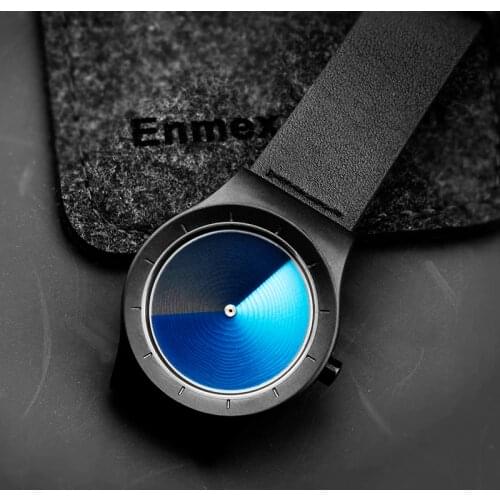 Mens gift Enmex special design wristwatch creative stainless steel vortex fashion Gradient color young peoples quartz watches