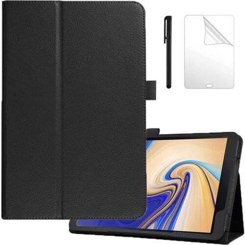 Case For Samsung Galaxy Tab S4 SM T830 T835 T837 Litchi Style PU Leather Cover For Samsung Tab S4 10.5 inch Case + film + Pen