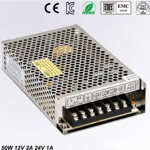 D-50 C 12V 2A 24V1A Ultra mince double sortie alimentation pour LED light Strip SMPS 90 V - 240 V AC entree 12V 24 V sortie