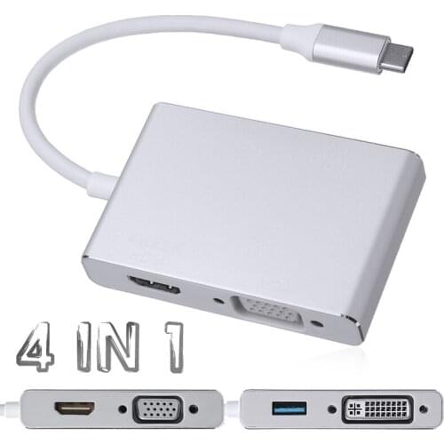 New Arrival USB 3.1 Type-C Male to HDMI-compatible+VGA+DVI+USB3.0 Female Adapter Portable Laptop Docking Station Adapters