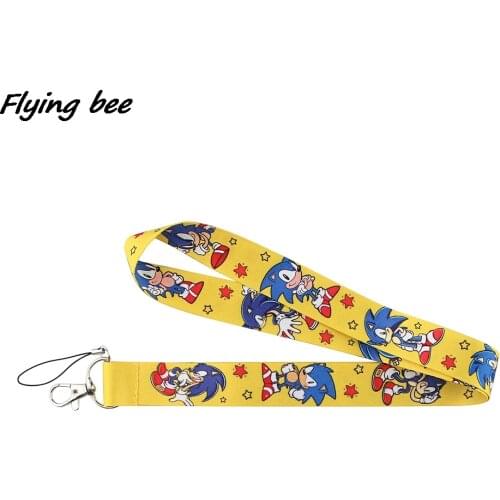 Flyingbee Yellow Hedgehog Boy Cartoon Lanyards Id Badge Holder Keychain ID Card Mobile Badge Holder Lanyard Key Holder X1121