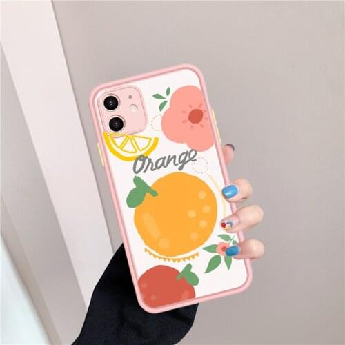 GYKZ Fashion Art Flower Orange Phone Case For iPhone 7 11 Pro XS MAX X SE 2020 X XR 6 8 Plus Fruit Shockproof Matte Cover Fundas