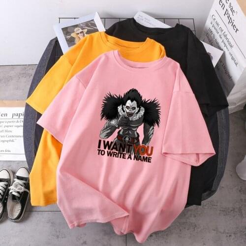 Harajuku Womens T-shirts Short Sleeve Fashion 2021 Retro Tshirts White Purple Death Note Tops Tees Funny Clothes Camiseta Woman