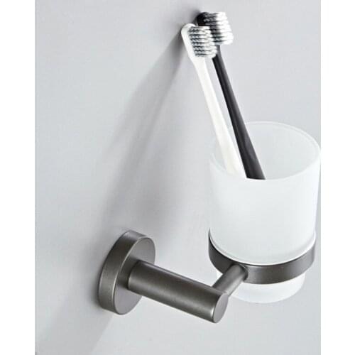 Spray Paint Holder Black Frosted Glass Single Cup Wall-mounted Toothbrush Cup Holder Bathroom Accessories Porta Coffee Table