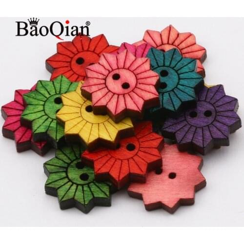 50pcs 21mm Round Shape Natural Wooden 2 Hole Buttons Handmade Clothing Decoration Scrapbook Diy Home Sewing Accessories