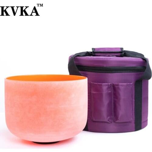 KVKA D note Sacral Chakra Frosted Quartz Crystal Singing bowl with free case 8 inch