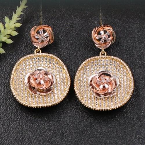 Lanyika African Colorful Fetunia Earrings for Woman Banquet Engagement Wedding Micro Paved Popular Luxury Best Gifts