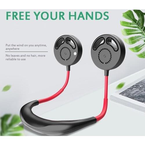 HOT!!! 360 ° Portable Mini Hanging Neck Fan Lazy Neck Double Fan USB Charging Mini Sports Fans 3 Gears Wearable Sport Fan