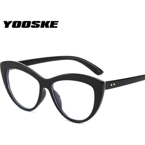 YOOSKE Fashion Cat Eye Glasses Frame Women Vintage Clear Eyeglasses for Ladies Optical Frames Computer Eyewear