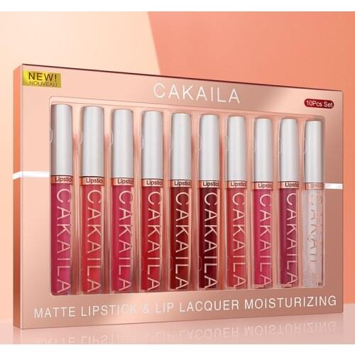 10pcs Lipstick Velvety Set Long Lasting Nonstick Cup Not Fade Makeup Cosmetics Kit For Girl Women Lipstick Maquillaje