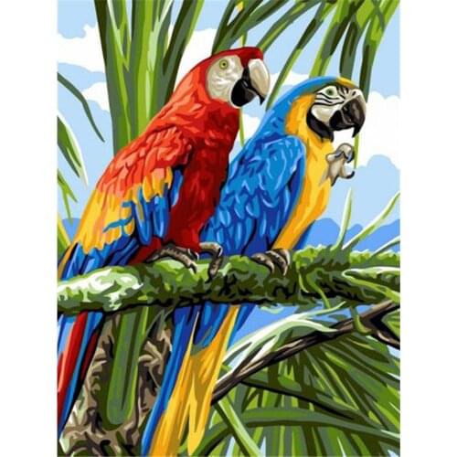 Animal Bird Parrot DIY Embroidery 11CT Cross Stitch Kits Craft Needlework Set Cotton Thread Printed Canvas Home Room